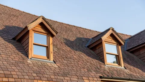 brązowy dach jakie okna