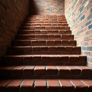 Cegła na klatce schodowej