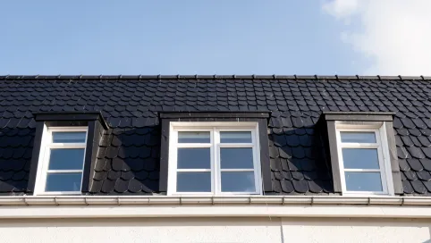 Czarny dach białe okna jaka elewacja