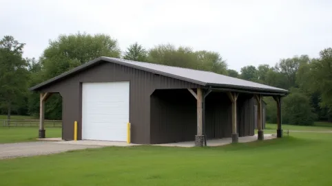 Dach jednospadowy na budynku gospodarczym