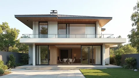 Dom piętrowy z dachem jednospadowym