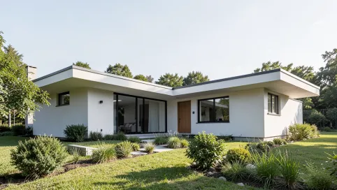 dom w kształcie litery l z płaskim dachem