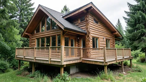 Domek drewniany całoroczny z tarasem