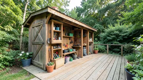 Domek narzędziowy z tarasem