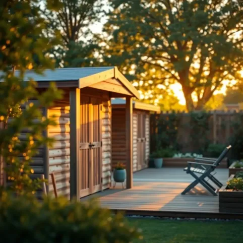 Domki ogrodowe z tarasem z montażem