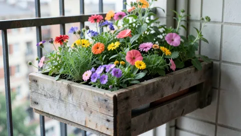 Drewniana skrzynia na balkon