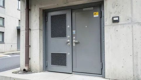 Drzwi zewnętrzne do klatki schodowej w bloku