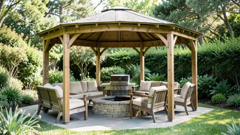 Duża altana ogrodowa z grillem
