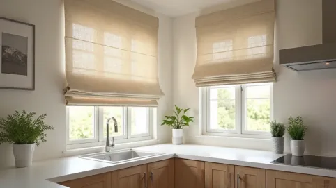 eleganckie rolety rzymskie w kuchni
