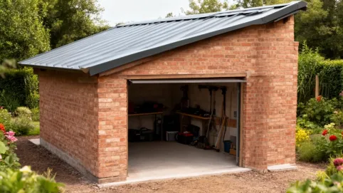 garaz murowany z dachem jednospadowym