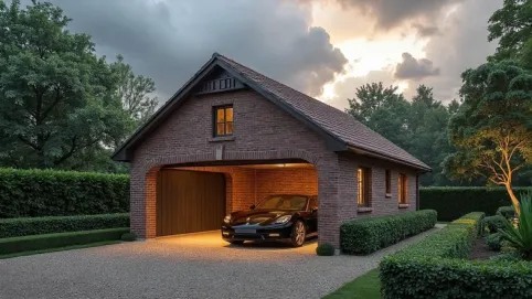 garaż z dachem czterospadowym