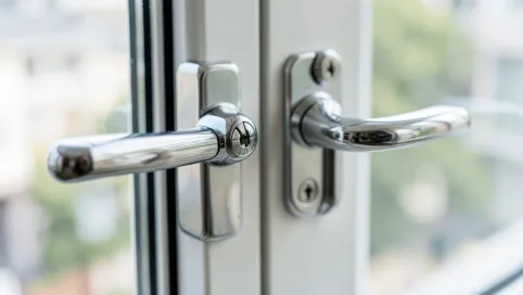 KLAMKA dwustronna do drzwi balkonowych z zamkiem