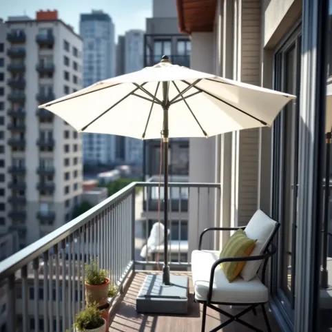 Mały parasol na balkon z podstawa