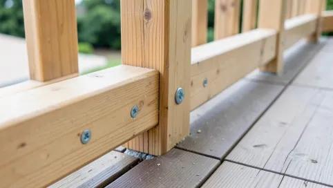 Montaż balustrady drewnianej na tarasie