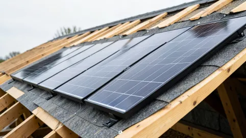 Montaż paneli fotowoltaicznych na dachu drewnianym pokrytym papą