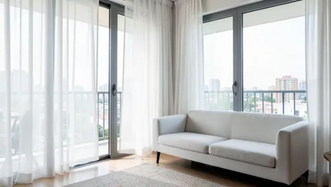 Nowoczesne firany do salonu z balkonem