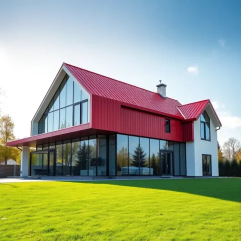 Nowoczesny dom z czerwonym dachem