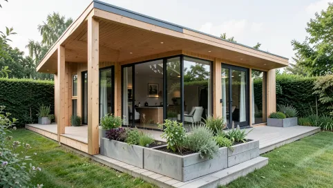 Nowoczesny domek ogrodowy z tarasem
