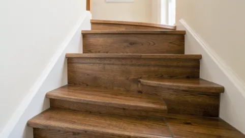 płytki drewnopodobne na schodach