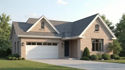 Projekt domu z dachem dwuspadowym i garażem dwustanowiskowym