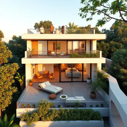 Projekt domu z tarasem na piętrze