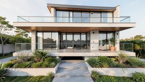 Projekt domu z tarasem od frontu