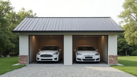 Projekt garażu dwustanowiskowego z dachem jednospadowym