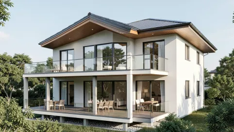 projekty domów piętrowych z tarasem