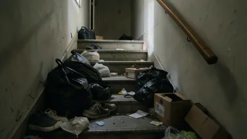 Rzeczy pozostawione na klatce schodowej