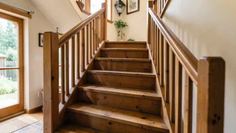 Schody drewniane do domku letniskowego