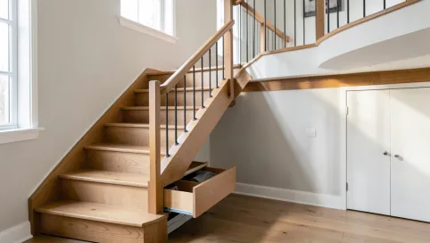 Schody na antresolę z szufladami