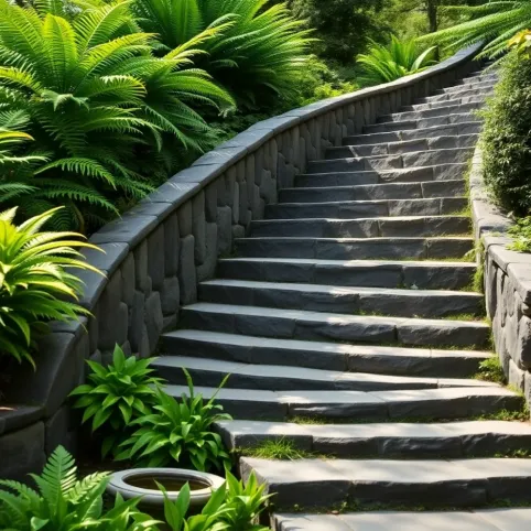 Schody w ogrodzie z kamienia