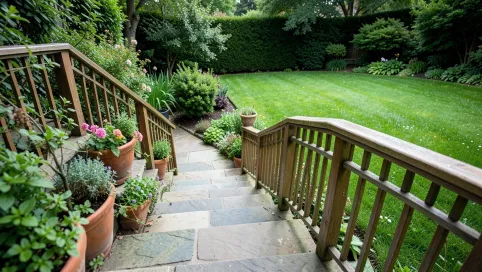 Schody z tarasu do ogrodu