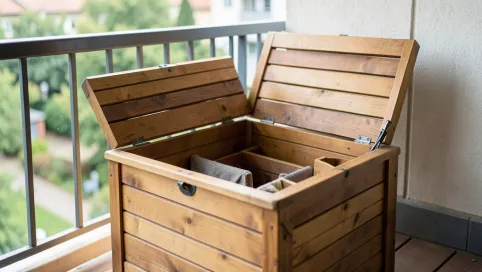 Skrzynia na balkon z siedziskiem i oparciem