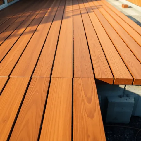 Taras drewniany na bloczkach betonowych