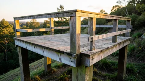 Taras drewniany na słupach