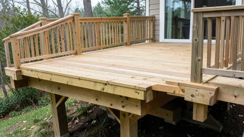 Taras na legarach drewnianych