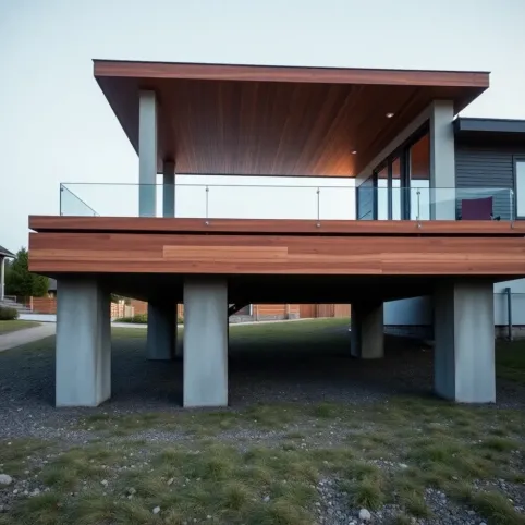 Taras na słupach betonowych