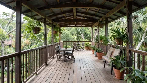 Taras przy domu zadaszony