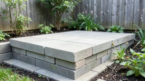 Taras z bloczków ogrodzeniowych