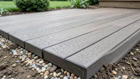 Taras z deski kompozytowej na gruncie