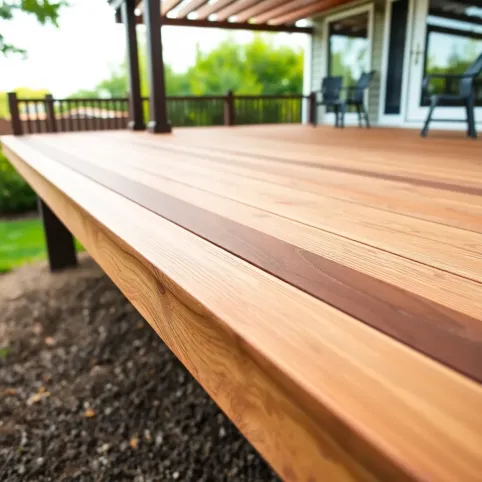 Taras z deski kompozytowej na słupach