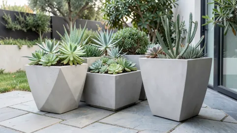 Taras z donicami betonowymi