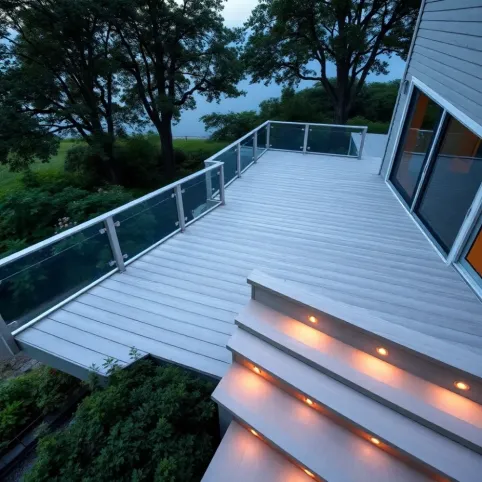 Wysoki taras z deski kompozytowej