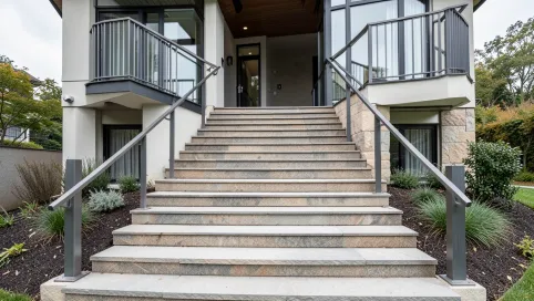 Wysokie schody zewnętrzne do domu
