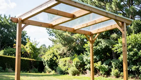 Zadaszenie tarasu z drewna i poliwęglanu