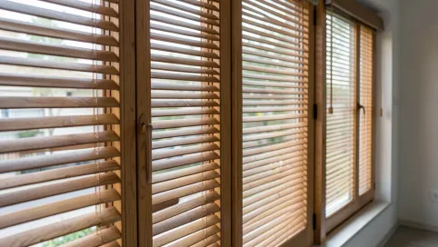 Żaluzje Drewniane Drzwi Balkonowe