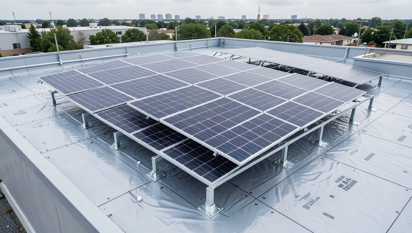 System montażu paneli fotowoltaicznych na dachu płaskim