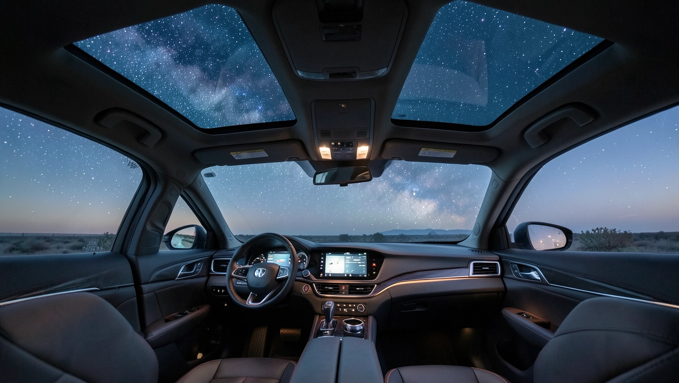 Szklany dach w samochodzie