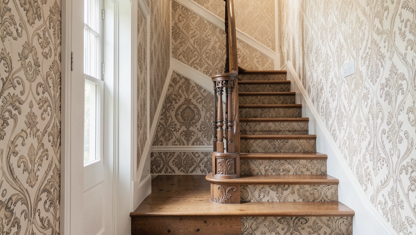 Tapety na korytarz że schodami